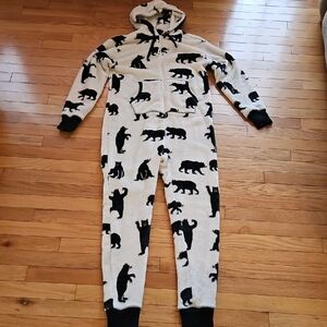Cozy Bear Print Hooded Onesie